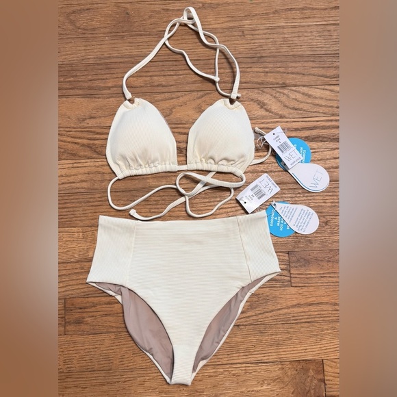 WET Swimwear Bone Top (S) and Bone Bottoms (XS) - Picture 1 of 3